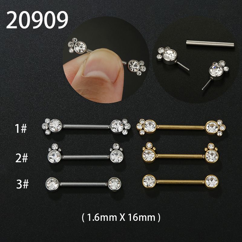 Mode Couleur Unie Acier Inoxydable Incruster Diamant Artificiel Adhésif Nail 1 Pièce
