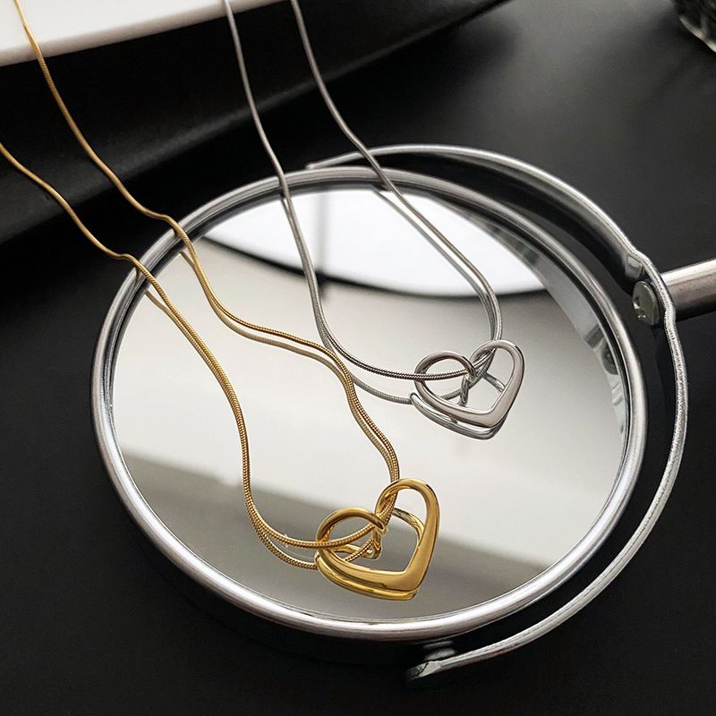 Fashion Heart Shape Titanium Steel Pendant Necklace 1 Piece