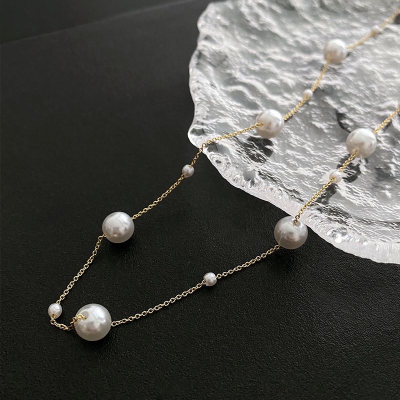 Fashion Round Copper Pearl Plating Necklace 1 Piece