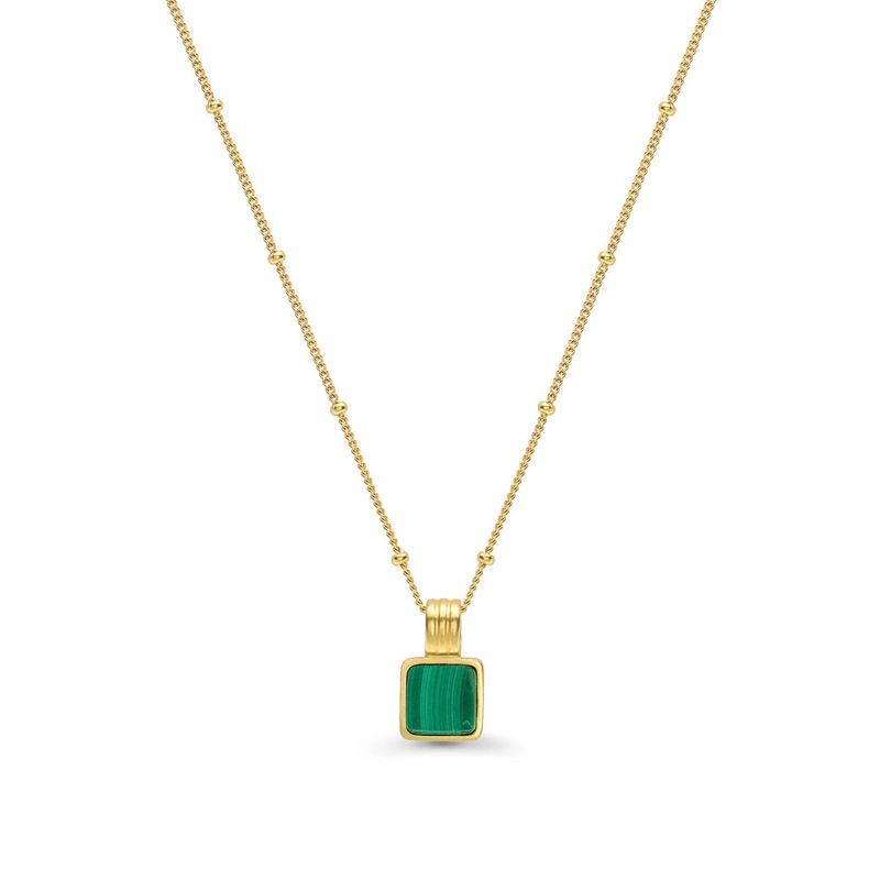 Simple Style Square Alloy Inlay Malachite Women's Pendant Necklace