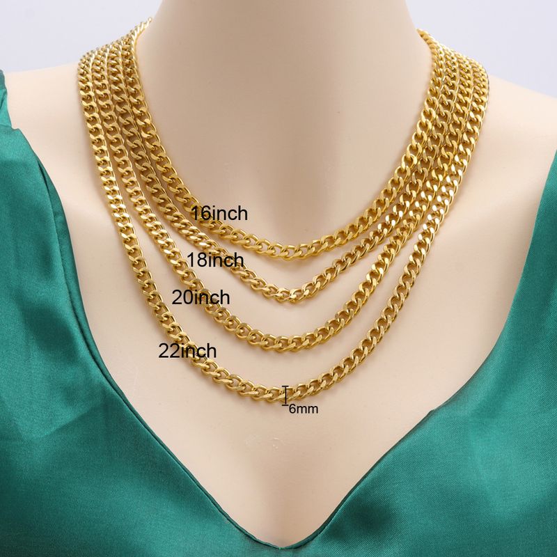 Mode Einfarbig Titan Stahl Eingelegtes Gold Armbänder Halskette 1 Stück