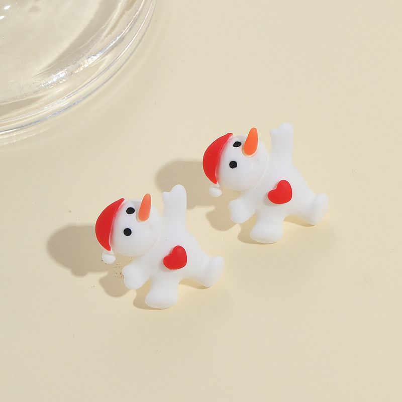 Cute Carrot Snowman Synthetic Resin Women's Ear Studs 1 Pair