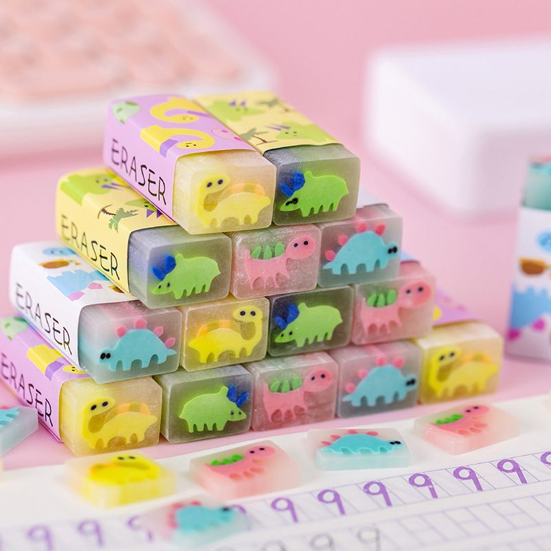 Cute Cartoon Little Dinosaur Translucent Sandwich Eraser Random