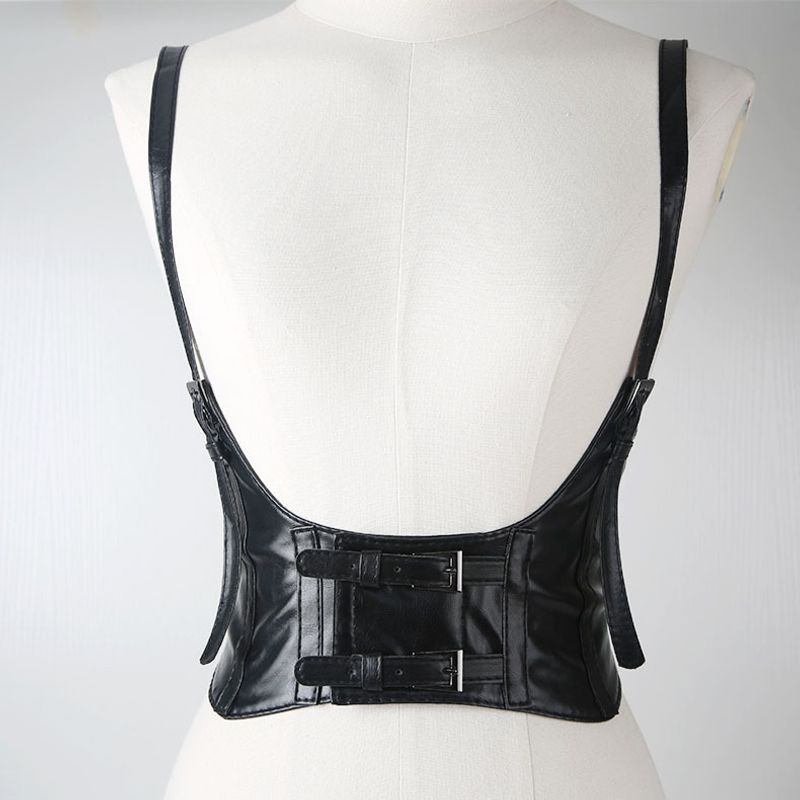 Cool Style Solid Color Pu Leather Alloy Women's Corset Belts 1 Piece