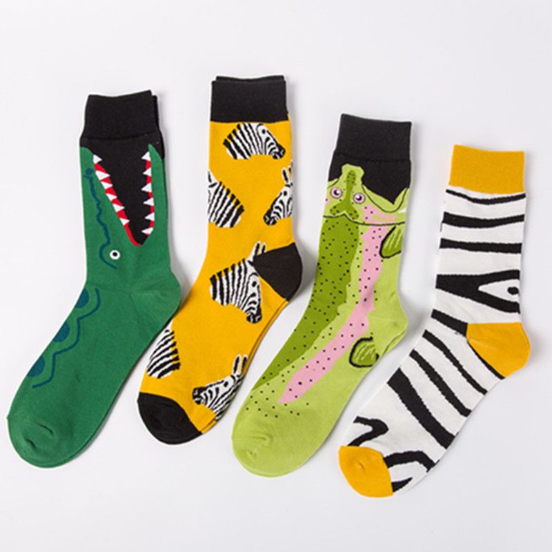 Unisex Mode Karikatur Baumwolle Jacquard Crew Socken 1 Satz