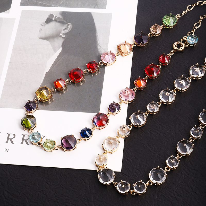 Fashion Round Copper Inlay Zircon Necklace 1 Piece