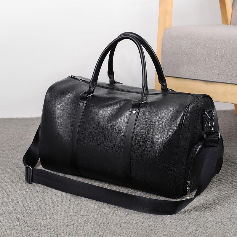 Men's Fashion Solid Color Pu Leather Waterproof Travel Bags