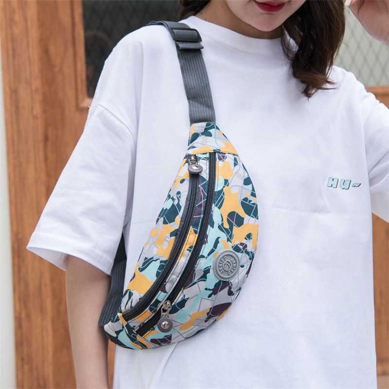 Frau Mode Geometrisch Oxford-stoff Wasserabweisend Taille Taschen