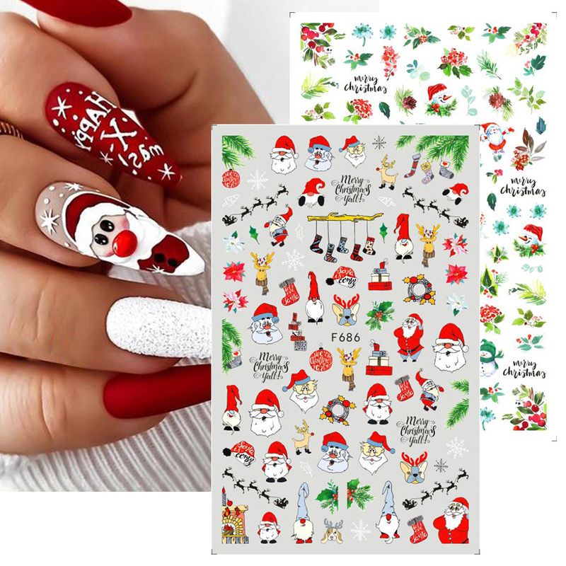 Halloween Christmas Fashion Santa Claus Snowman Skull Sticker Nail Decoration Accessories 1 Piece