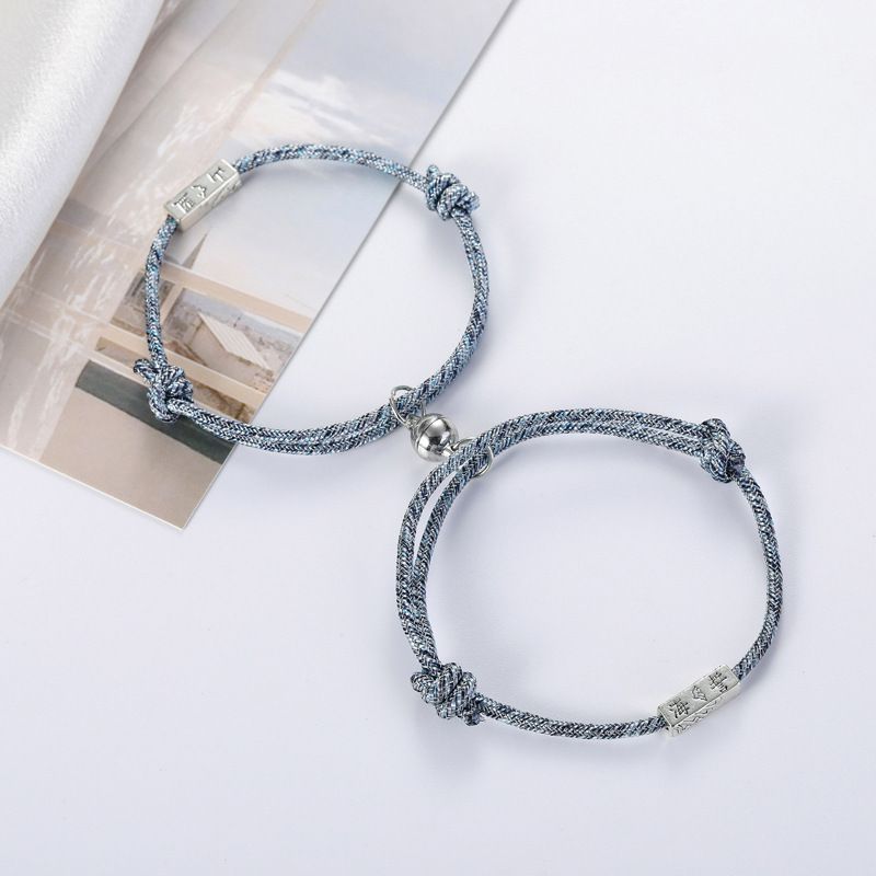 Fashion Round Alloy Rope Plating Couple Bracelets 2 Pieces