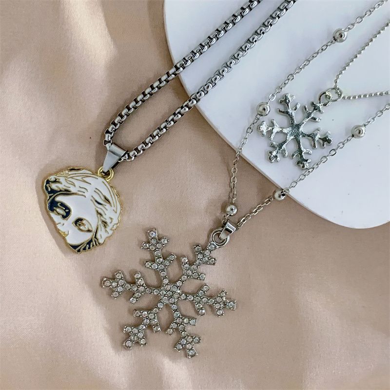 Simple Style Snowflake Alloy Inlay Rhinestones Unisex Pendant Necklace 1 Piece