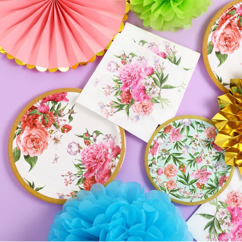 Birthday Flower Paper Party Tableware