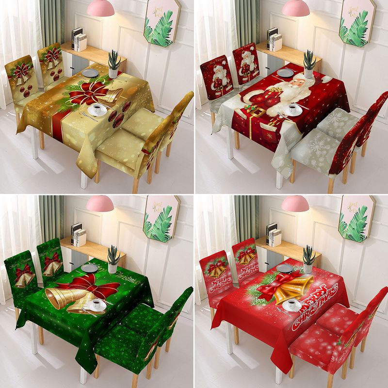 Christmas Cute Santa Claus Blended Tablecloth Chair Cover