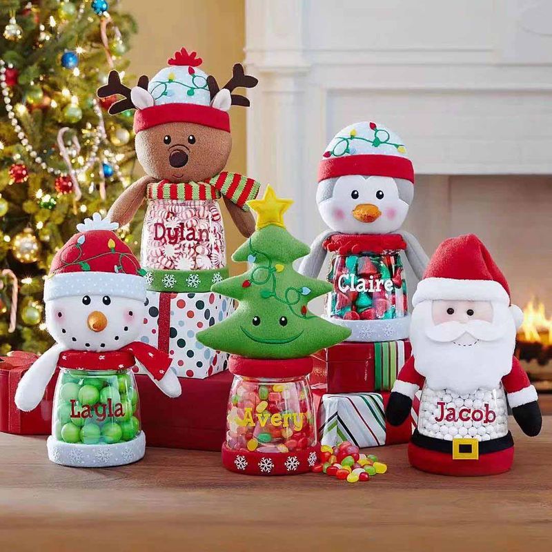 عيد الميلاد عيد الميلاد بابا نويل الرجل الثلجي محبوكة حزب، حفلة جرة حلوى 1 قطعة