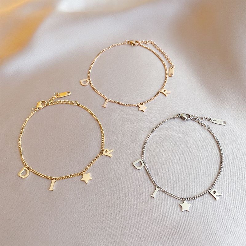 Style Simple Lettre Star Acier Au Titane Bracelets Placage Acier Inoxydable Bracelets