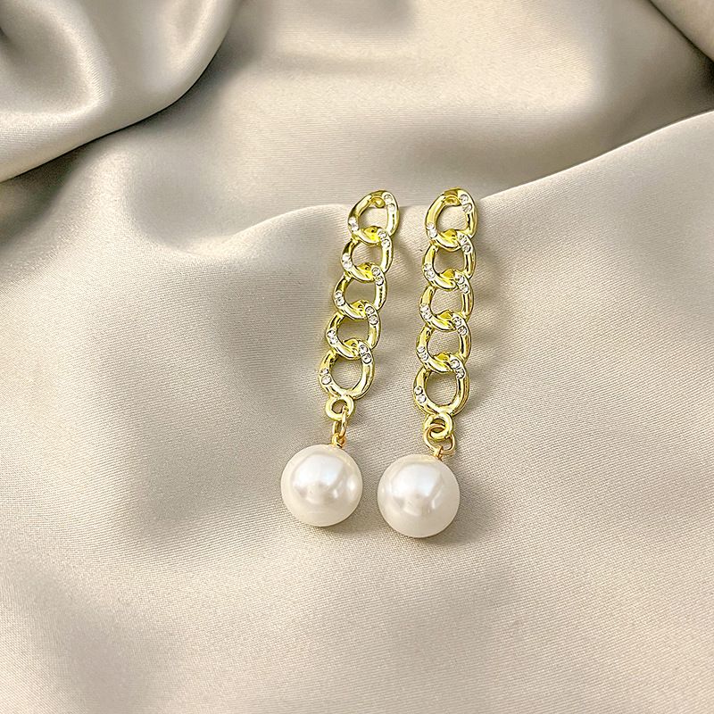 Vintage-stil Geometrisch Legierung Überzug Künstliche Perlen Künstlicher Diamant Frau Tropfenohrringe 1 Paar