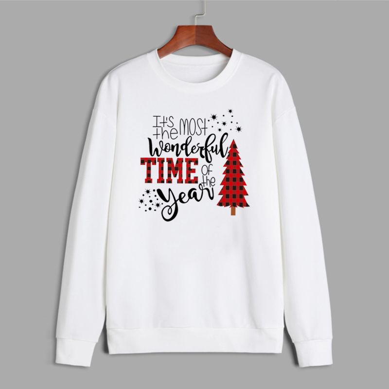 Fashion Christmas Tree Letter Polyester Round Neck Long Sleeve Regular Sleeve Printing Hoodie