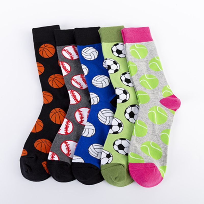 Unisex Fashion Ball Basketball Football Cotton Jacquard Crew Socks