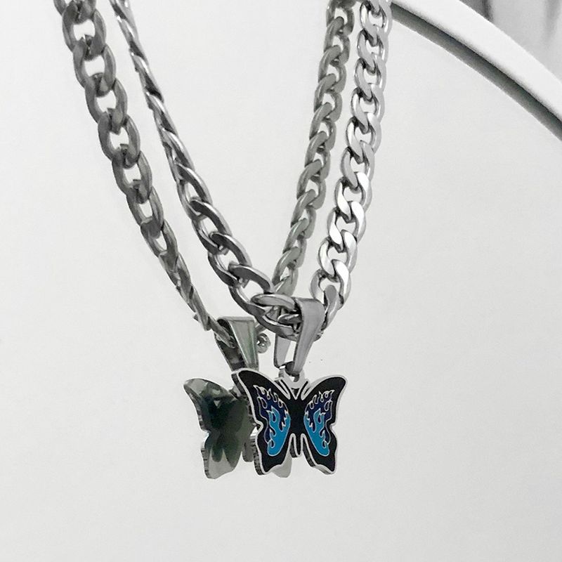 Ins-stil Schmetterling Titan Stahl Emaille Halskette Mit Anhänger 1 Stück