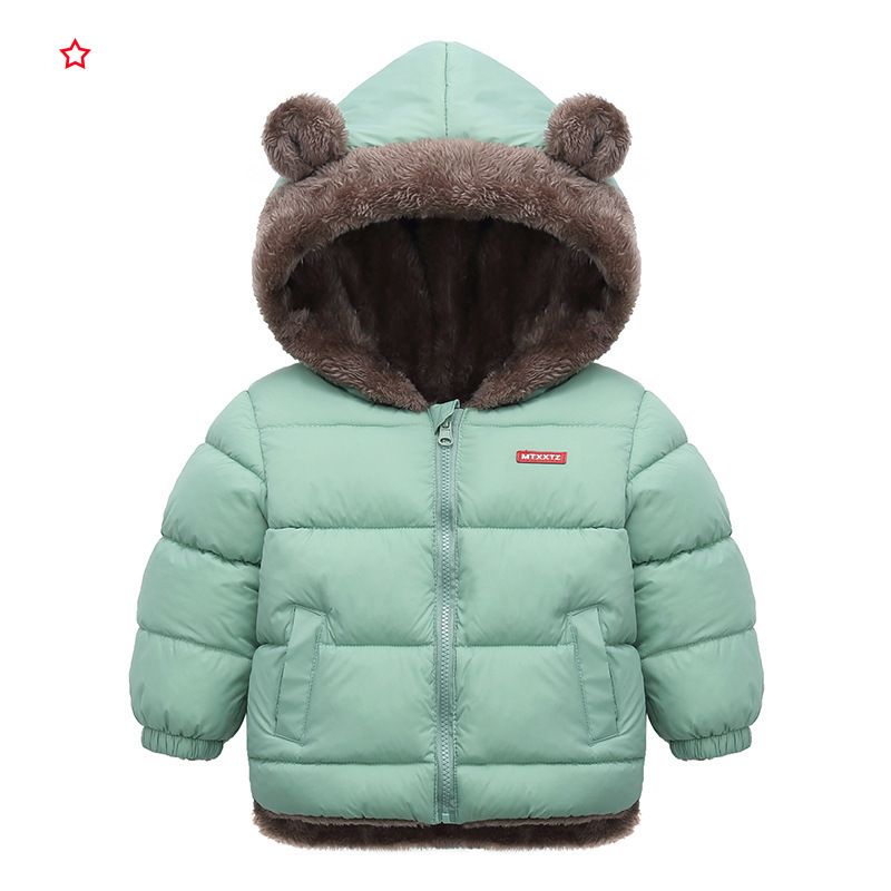 Warm Winter Fashion Animal Cartoon Solid Color Polyester Boys Outerwear