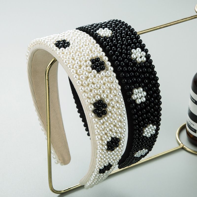 Simple Style Color Block Cloth Handmade Artificial Pearls Hair Band
