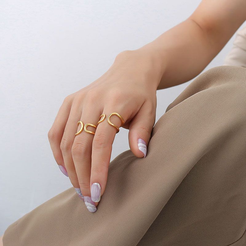 Simple Style Geometric Titanium Steel Hollow Out Open Ring 1 Piece