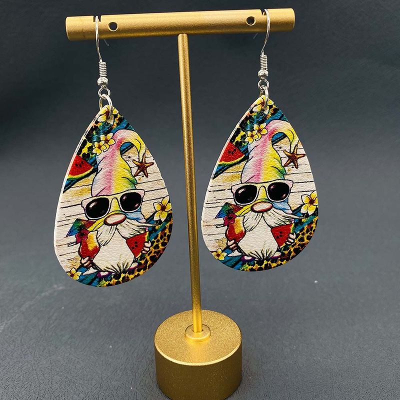 Cartoon Style Cartoon Water Droplets Pu Leather Women's Earrings 1 Pair