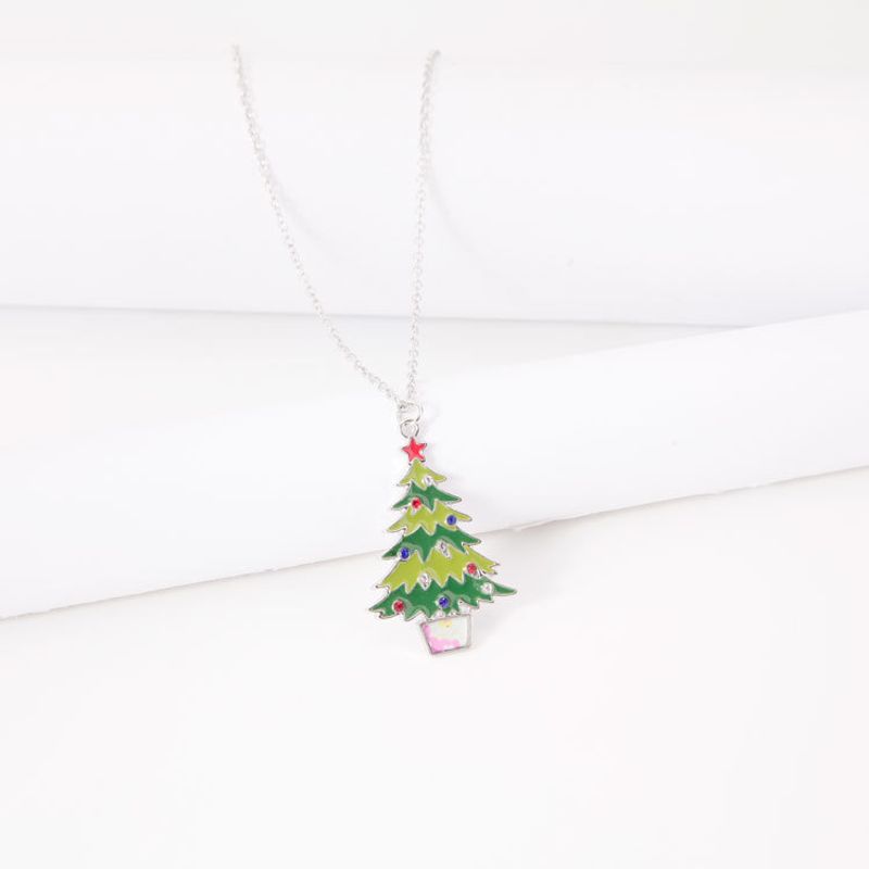 Cartoon Style Christmas Tree Alloy Enamel Women's Necklace 1 Piece
