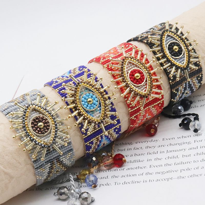 Bohemian Devil's Eye Glass Knitting Unisex Bracelets 1 Piece
