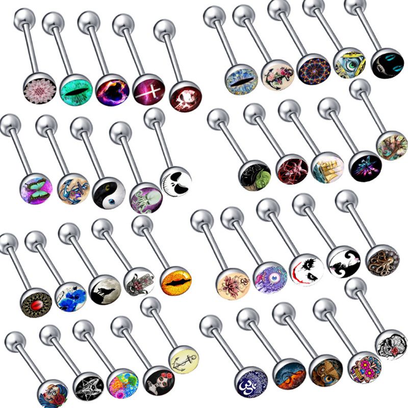Simple Style Round Stainless Steel Plating Unisex Tongue Nail 1 Piece