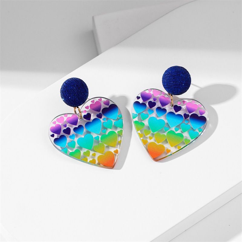 1 Pair Fashion Heart Shape Plating Arylic Earrings