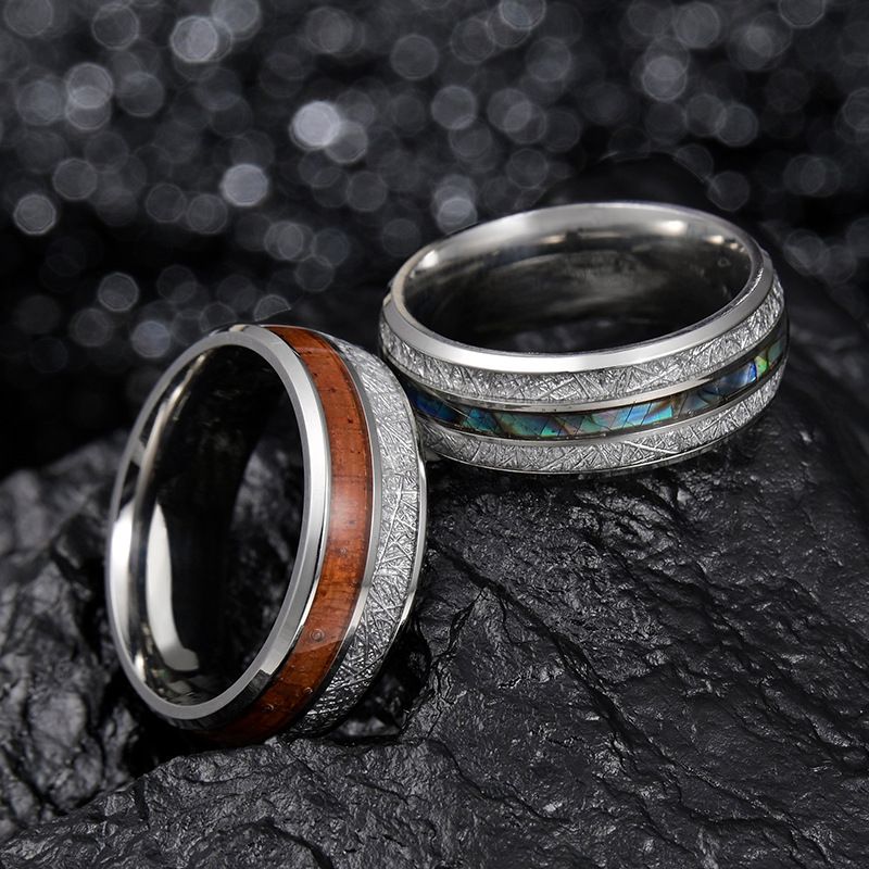 Fashion Round Stripe Stainless Steel Men's Rings