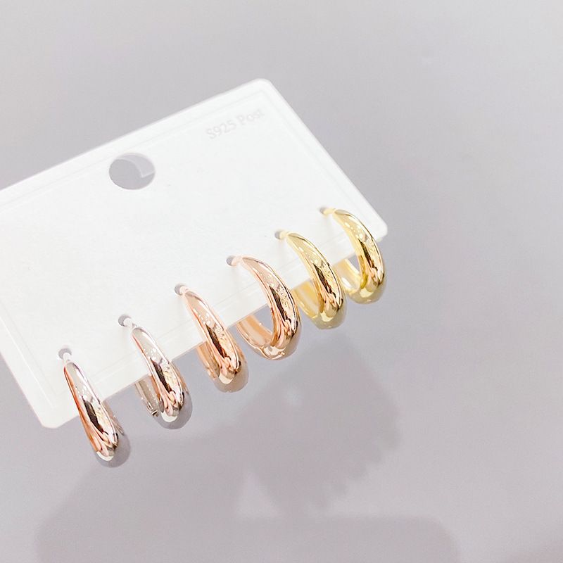 Einfacher Stil Einfarbig Kupfer Ohrringe Überzug Kupfer Ohrringe 3 Paare