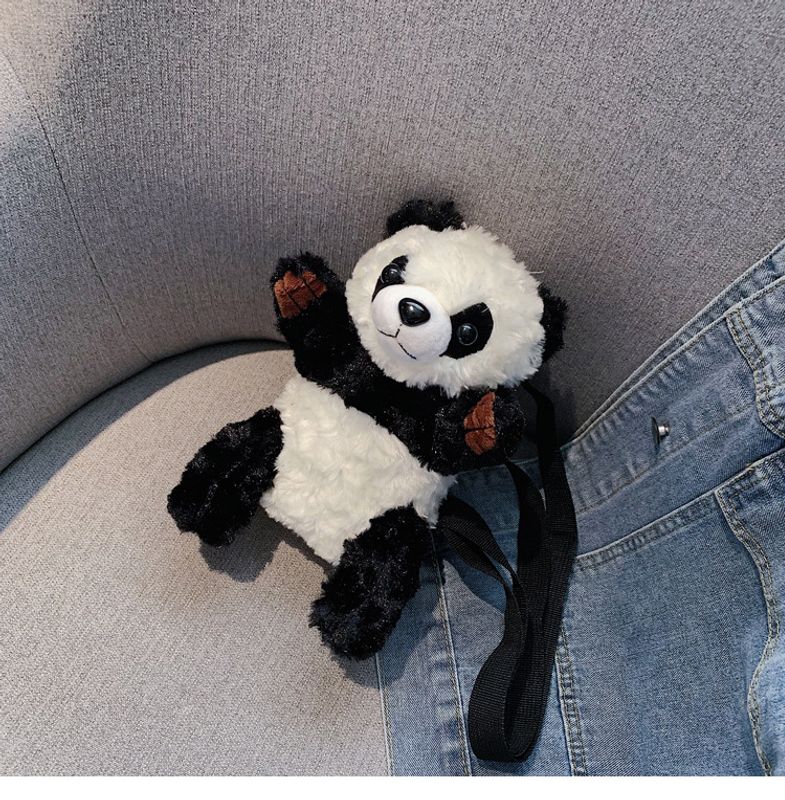 Women's Medium Cotton Panda Cute Profiled Zipper Crossbody Bag