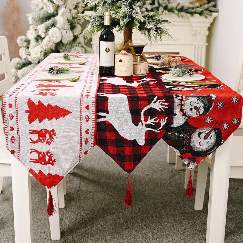 Noël Mode Sapin De Noël Bonhomme De Neige Wapiti Chiffon Fête Nappe De Table 1 Pièce