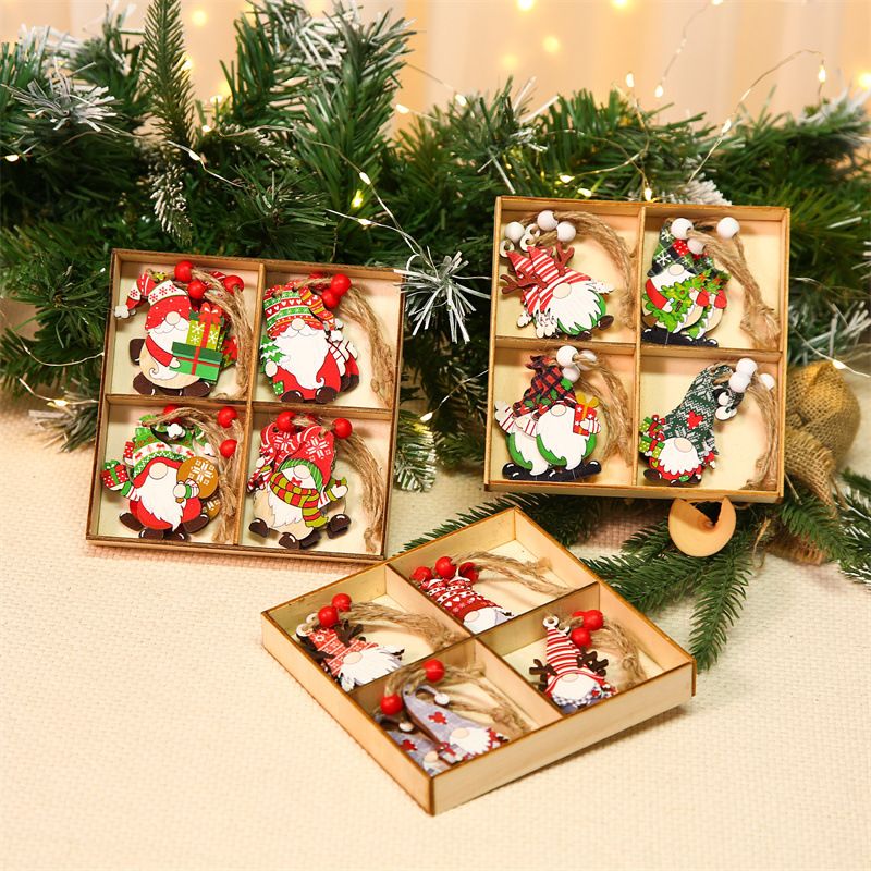 Weihnachten Süß Weihnachtsmann Holz Gruppe Hängende Ornamente 12 Stück