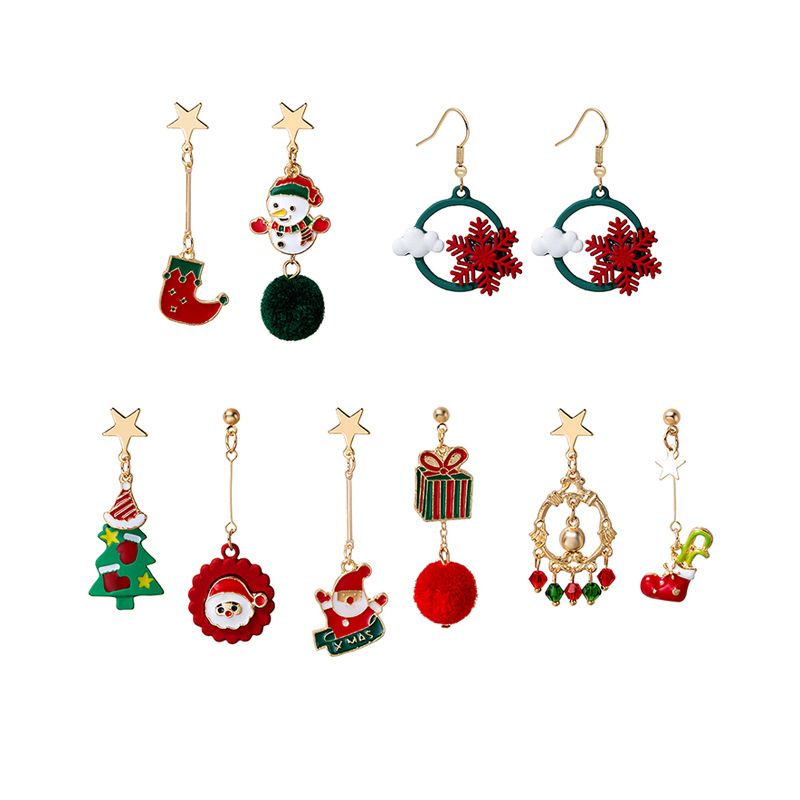 Fashion Christmas Tree Santa Claus Snowflake Alloy Stoving Varnish Plating Women's Drop Earrings 1 Pair
