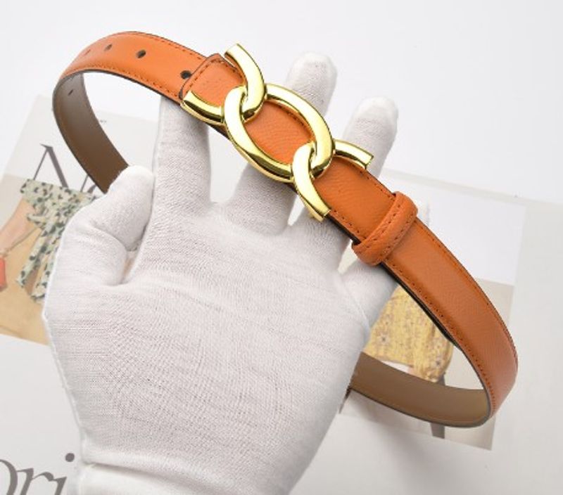 Basic Solid Color Leather Buckle Women's Leather Belts 1 Piece