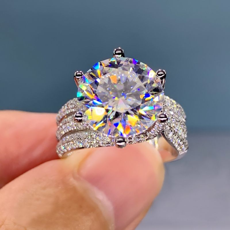 Fashion Round Copper Diamond Inlaid Zircon Artificial Diamond Zircon Rings 1 Piece