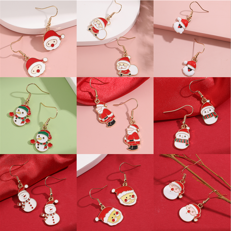 Niedliche Weihnachtsmann-legierung Emaille Damen Ohrringe 1 Paar