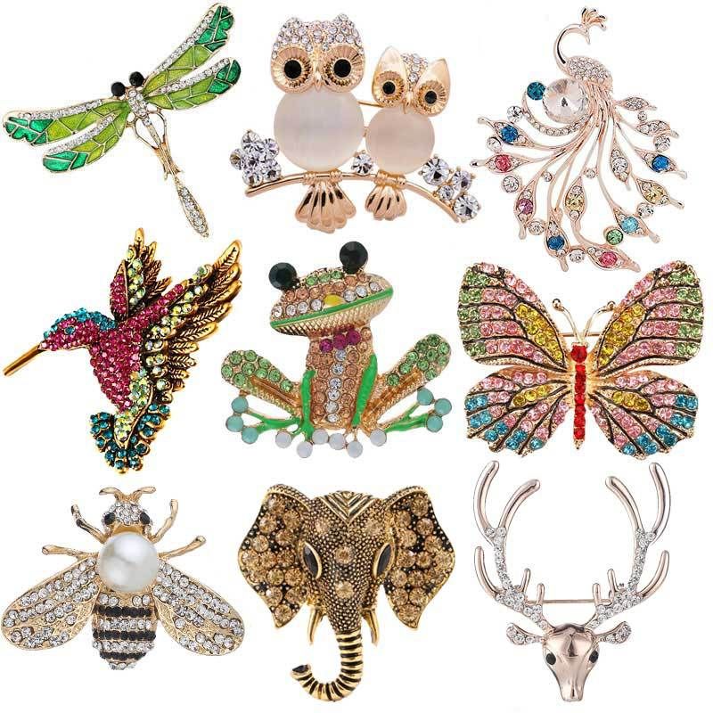 Fashion Animal Alloy Plating Artificial Gemstones Unisex Brooches