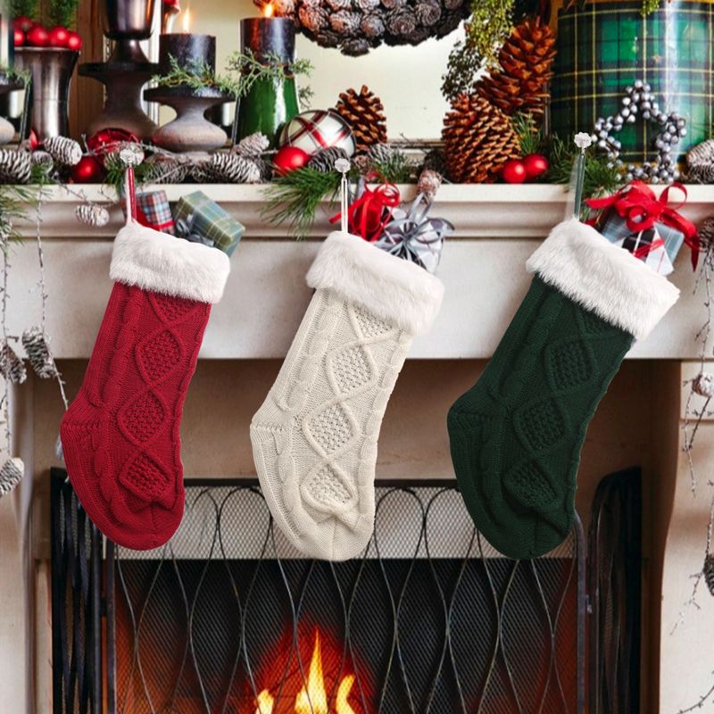 Christmas Simple Style Solid Color Cloth Party Christmas Socks 1 Piece