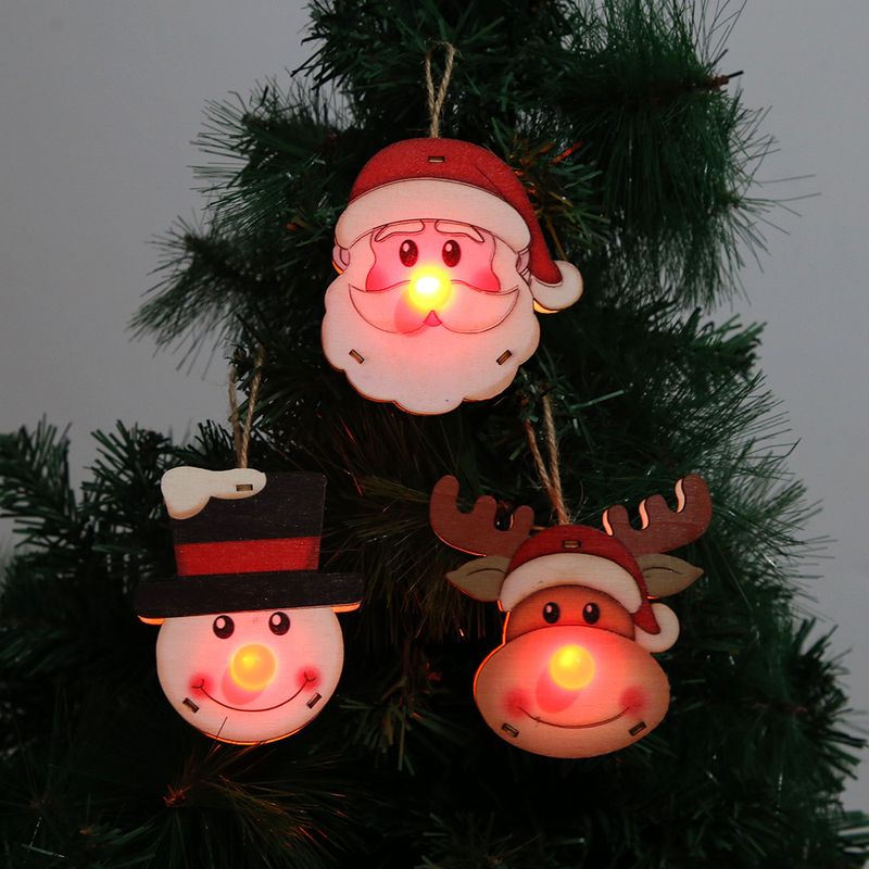 Christmas Cute Santa Claus Snowman Elk Wood Party Hanging Ornaments 1 Piece