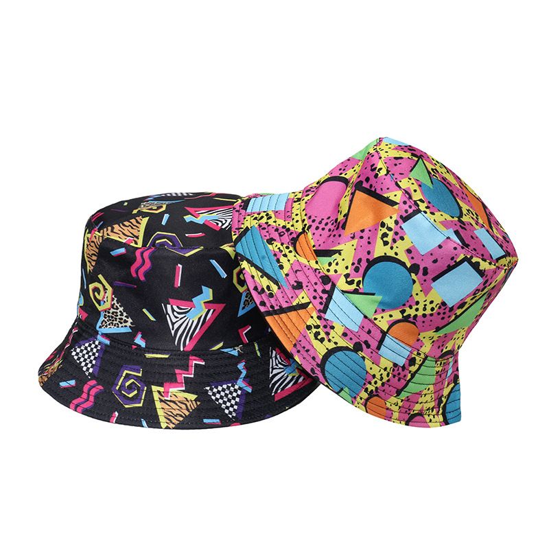 Women's Preppy Style Geometric Flat Eaves Bucket Hat