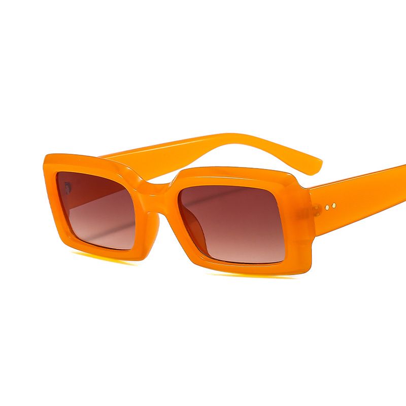 Retro Solid Color Ac Square Full Frame Women's Sunglasses