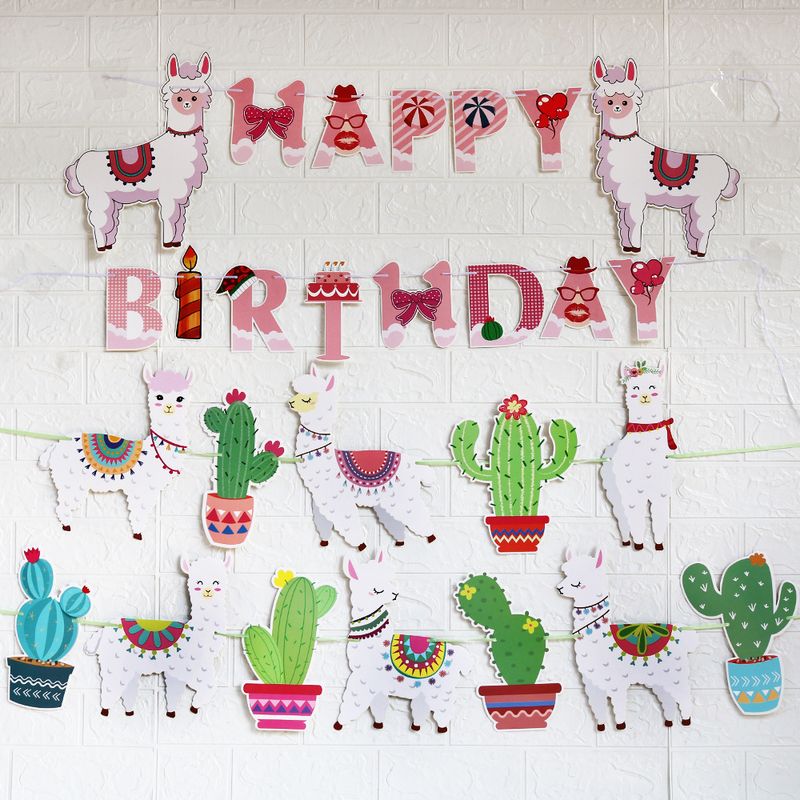 Birthday Cactus Letter Alpaca Paper Birthday Decorative Props 1 Piece