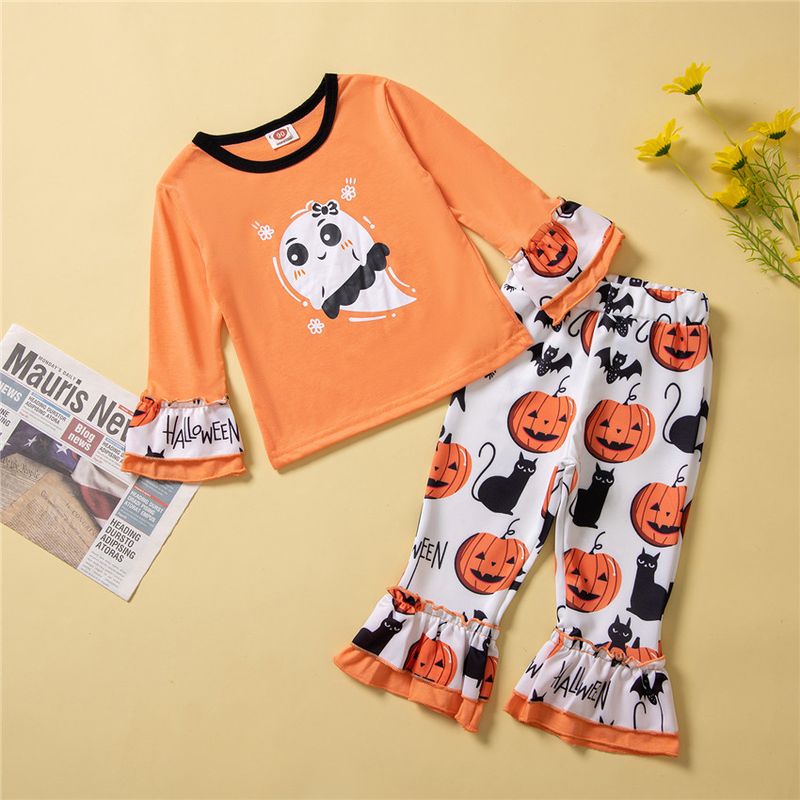 Halloween Fashion Ghost Polyester Girls Clothing Sets