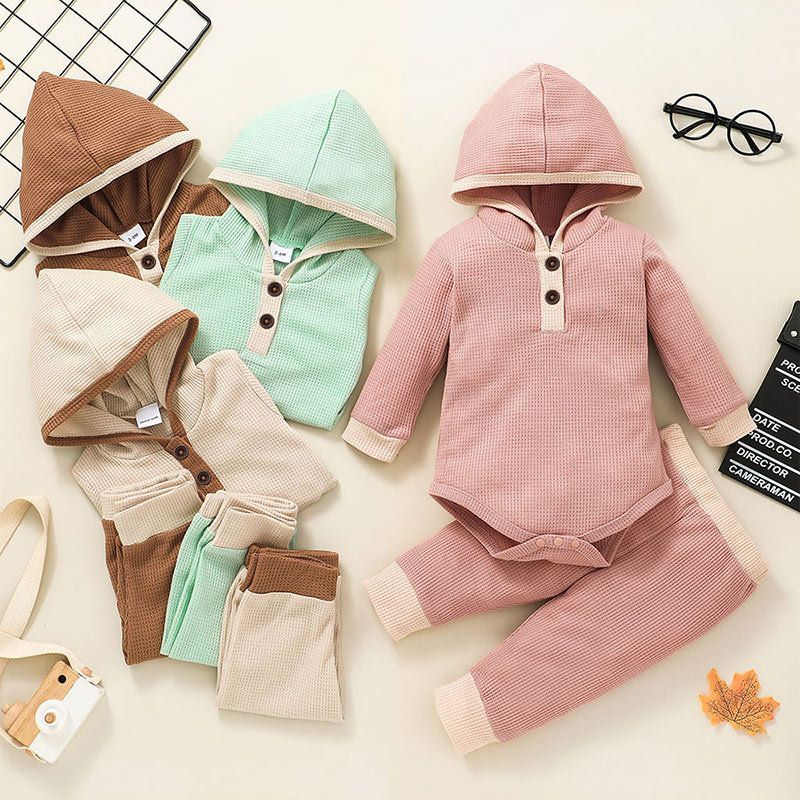 Einfacher Stil Einfarbig Baumwolle Baby Kleidung Sets