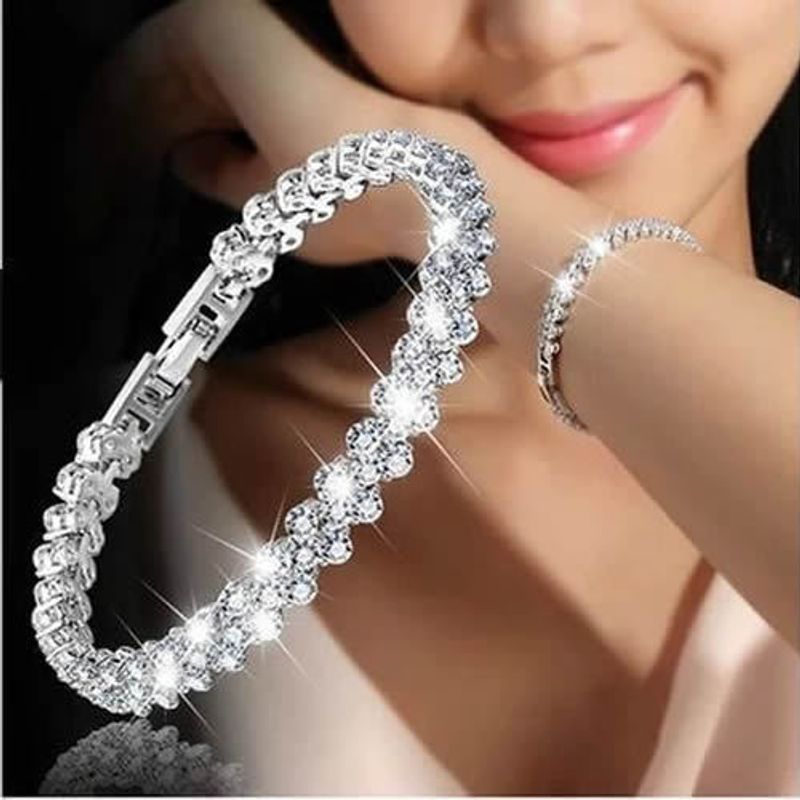 Mode Forme De Cœur Alliage Incruster Diamant Artificiel Femmes Bracelets 1 Pièce