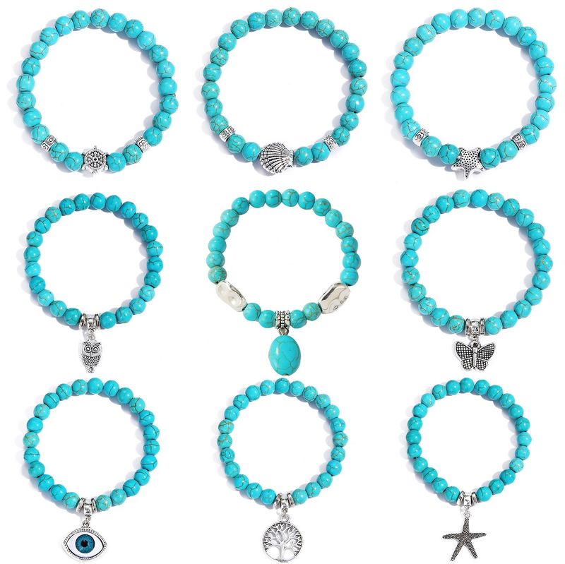 Fashion Starfish Butterfly Turquoise Beaded Women's Bracelets 1 Piece